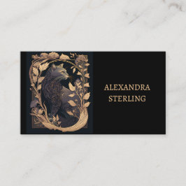 Klassiskt svart gyllene Art nouveau-profilkatt Visitkort