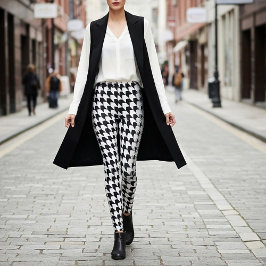 Klassiskt svart hundtandsmönster leggings