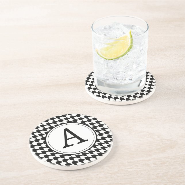 Klassiskt svart hundtandsmönster monogram underlägg (Sidan)