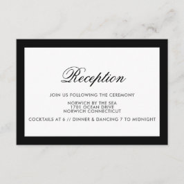 Klassiskt svart kantformellt bröllopsreceptions ko inbjudningar