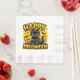 Klassiskt svart katt Lycklig Meoween Pappersservett