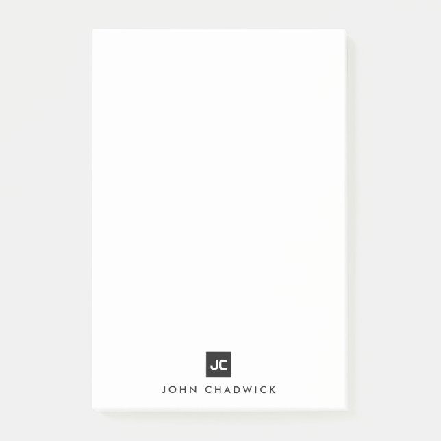 Klassiskt svart kvadratiskt monogram, minimalistis post-it block (Framsida)