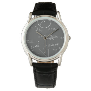 Klassiskt svart läderbevakning av matematik armbandsur