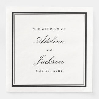 Klassiskt, svart och vit Gräns, traditionell Bröll Pappersservett