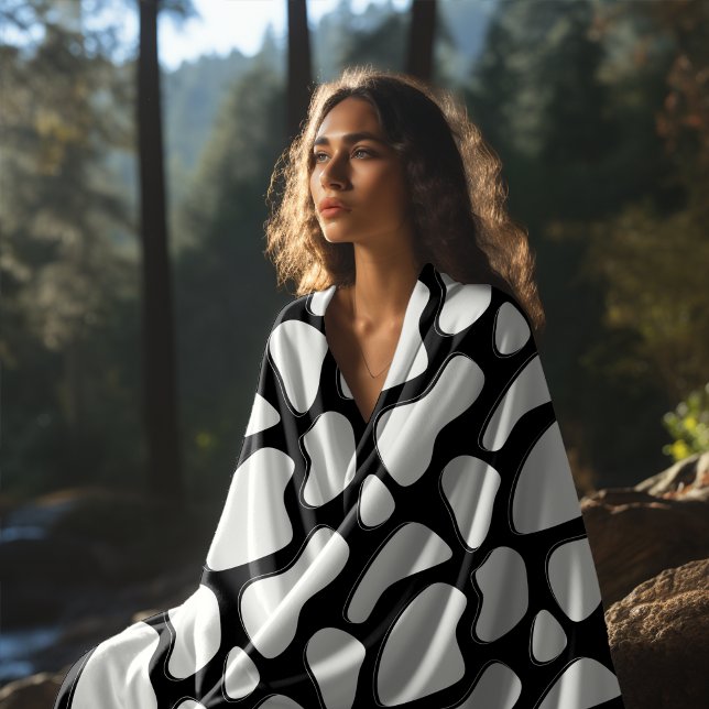 Klassiskt svart- och vitkostryck fleecefilt (Skapare uppladdad)