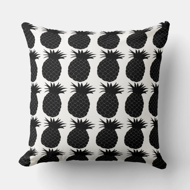 Klassiskt svart och vitt ananas Mönster Kudde (Framsida)
