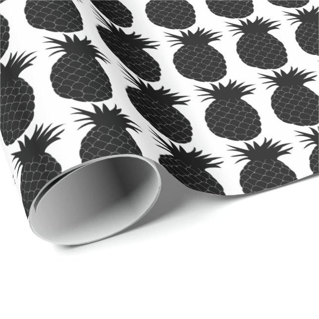 Klassiskt svart och vitt ananas Mönster Presentpapper (Rullad Hörn)