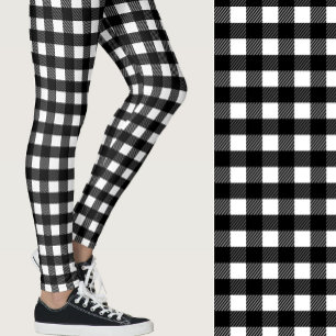 Klassiskt svart och vitt buffelmönster leggings