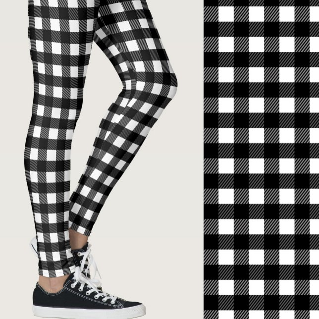 Klassiskt svart och vitt buffelmönster leggings (Skapare uppladdad)