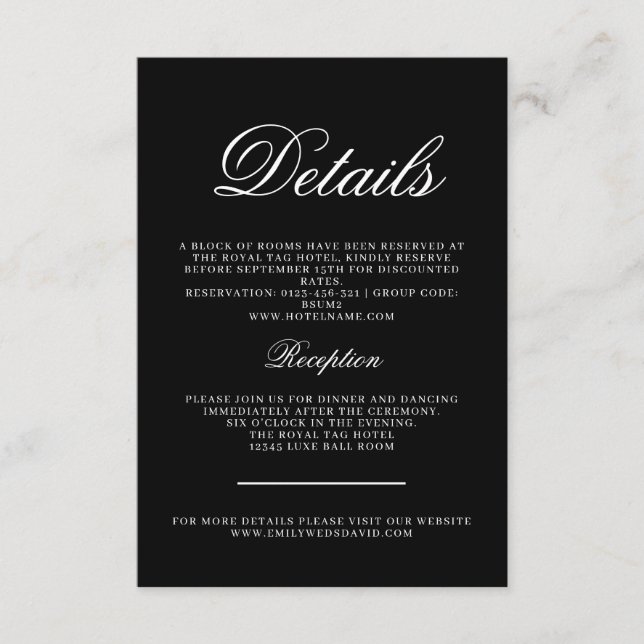 Klassiskt svart och vitt elegance CalliGraph Tilläggskort (Framsida)