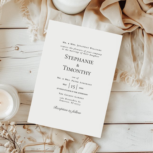 Klassiskt svart och vitt Elegant bröllop Inbjudningar (Step into timeless elegance with this beautifully crafted wedding invitation.)