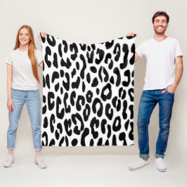 Klassiskt svart och vitt leopardmönster fleecefilt