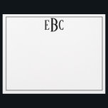 Klassiskt svart och vitt Modern Monogram-Antecknin Brevhuvud<br><div class="desc">Klassiskt svart och vitt Modern Monogram-Anteckningsblock</div>