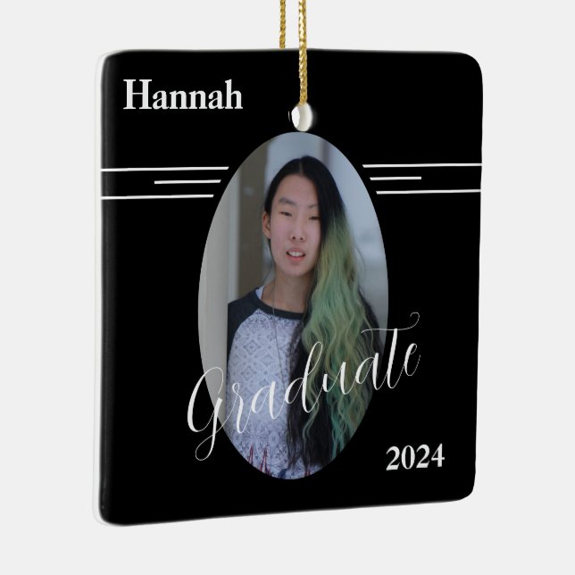 Klassiskt svart och vitt två foto Student Julgransprydnad Keramik (Höger)