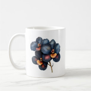 Klassiskt svart orkidékaffe mugg