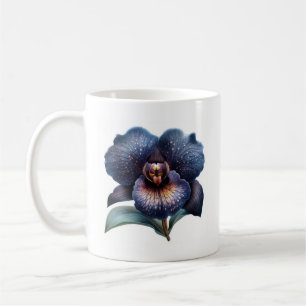 Klassiskt svart orkidékaffe mugg