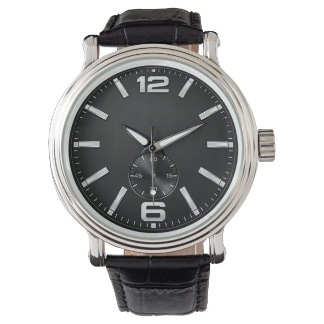Klassiskt svart ur med silverram armbandsur (Framsida)