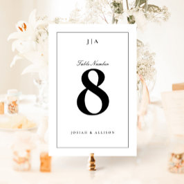Klassiskt svart-vit bröllop bordsnummer