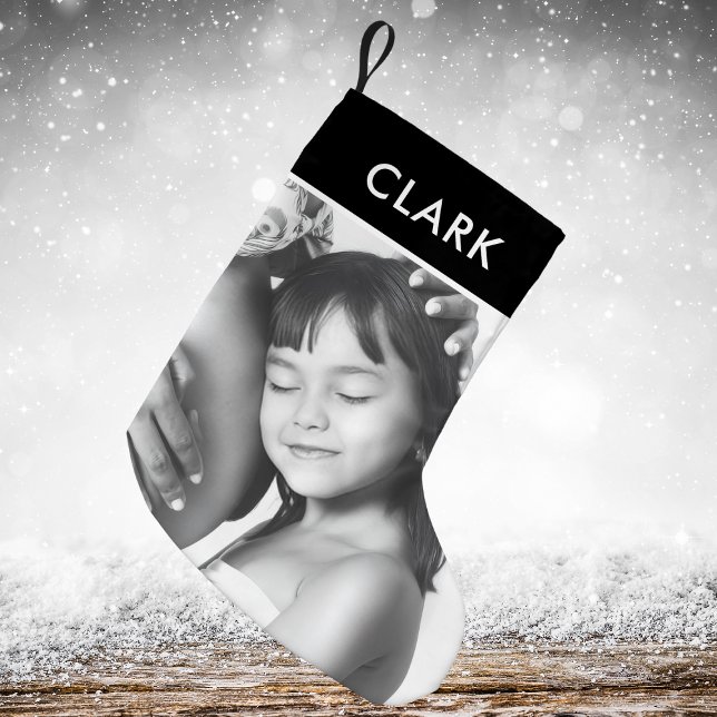 Klassiskt, svart, vitt, färgat, Tartan-familjfoto Liten Julstrumpa (Skapare uppladdad)