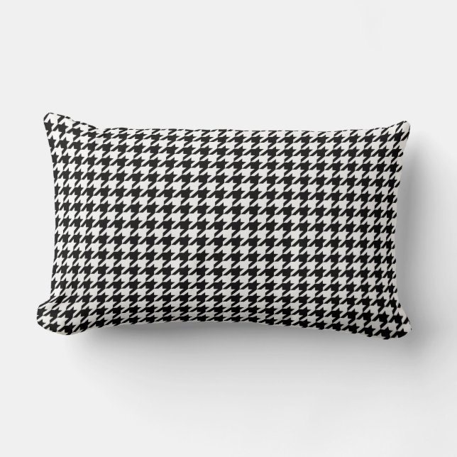 Klassiskt svart, vitt Houndstooth Lumbarkudde (Framsida)