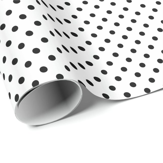 Klassiskt svart vitt polka dots presentpapper (Rullad Hörn)