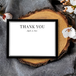 Klassiskt Svarta Gräns Bröllop Tack Kort