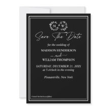 Klassiskt svartvit bröllop Spara datumet