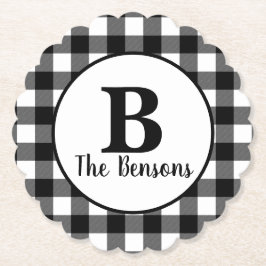 Klassiskt svartvit monogram underlägg papper