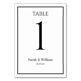 Klassiskt svartvitt Bröllop-Bordsnummer-kort Bordsnummer