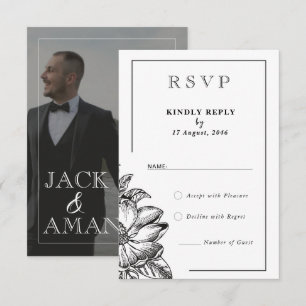 Klassiskt Svartvitt Elegant bröllop OSA kort