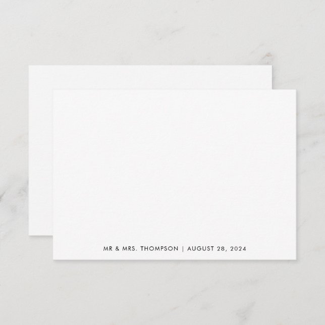 Klassiskt svartvitt, foto Bröllop Tack Kort (Fram/baksida)