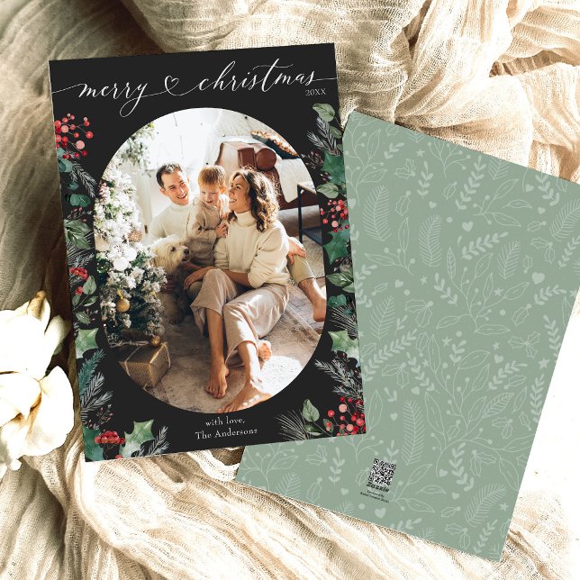 Klassiskt svartvitt God jul-fotokort Julkort (Skapare uppladdad)