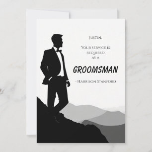 Klassiskt svartvitt Groomsman Frieri kort