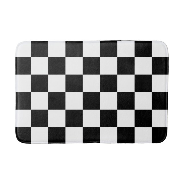 Klassiskt svartvitt incheckat badrumsmatta (Framsidan)