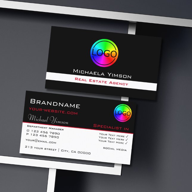 Klassiskt svartvitt med Logotyp Professionell Visitkort (Skapare uppladdad)