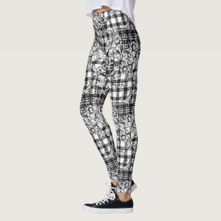 Klassiskt svartvitt och vita prydnadsföremål Hound Leggings