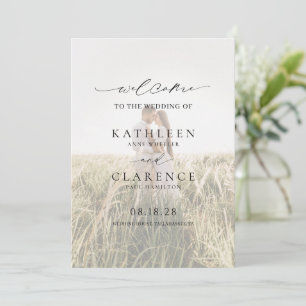 Klassiskt svartvitt och vitt foto Elegant bröllop Program