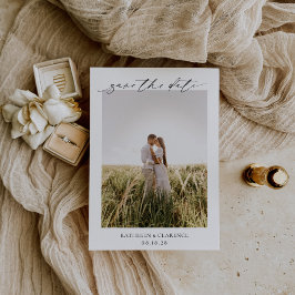 Klassiskt svartvitt och vitt foto Elegant bröllop Spara Datumet