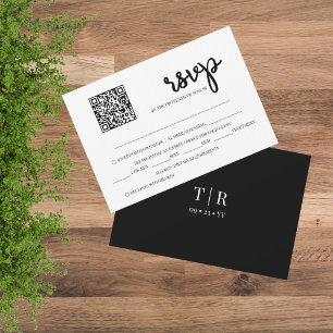 Klassiskt svartvitt QR-kodkort, Bröllop OSA Kort