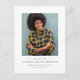 Klassiskt svartvitt studenten-vykort för inbjudan