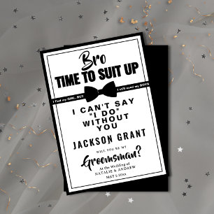 Klassiskt svartvitt Tuxedo Kostym Up Groomsman Inbjudningar