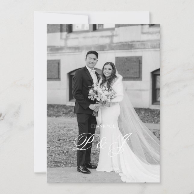 Klassiskt tackkort för Bröllop Tack Kort (Framsida)