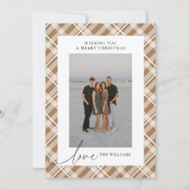 Klassiskt Tan Tartan Play Kärlek julfoto Julkort