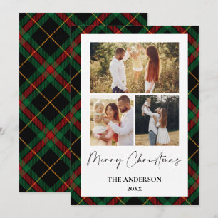 Klassiskt Tartan-julkort Fotokollage Julkort