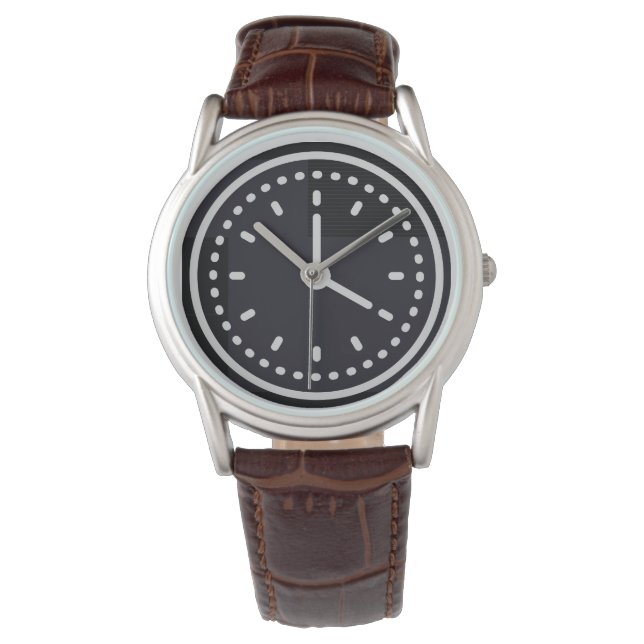 Klassiskt Teal Herrbrun Läderur Armbandsur (Framsida)