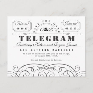 Klassiskt telegram Spara datumet