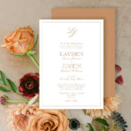 Klassiskt Terracotta Script Monogram Bröllop Inbjudningar