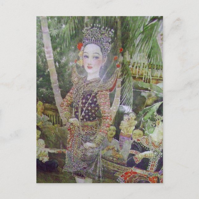 Klassiskt thailändskt antika utskrifter av stil po vykort (Framsida)