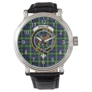 Klassiskt Tidlös Clan Baillie Tartan Märke Plaid Armbandsur