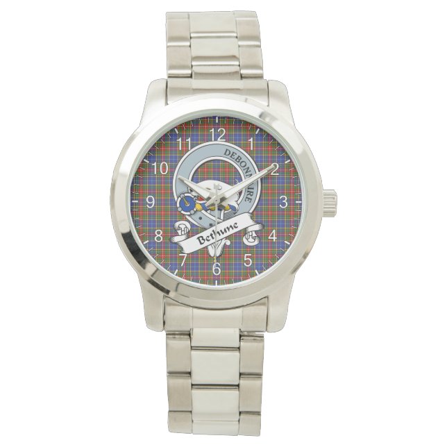 Klassiskt tidlös Clan Bethune-märke Tartan-ruta Armbandsur (Framsida)